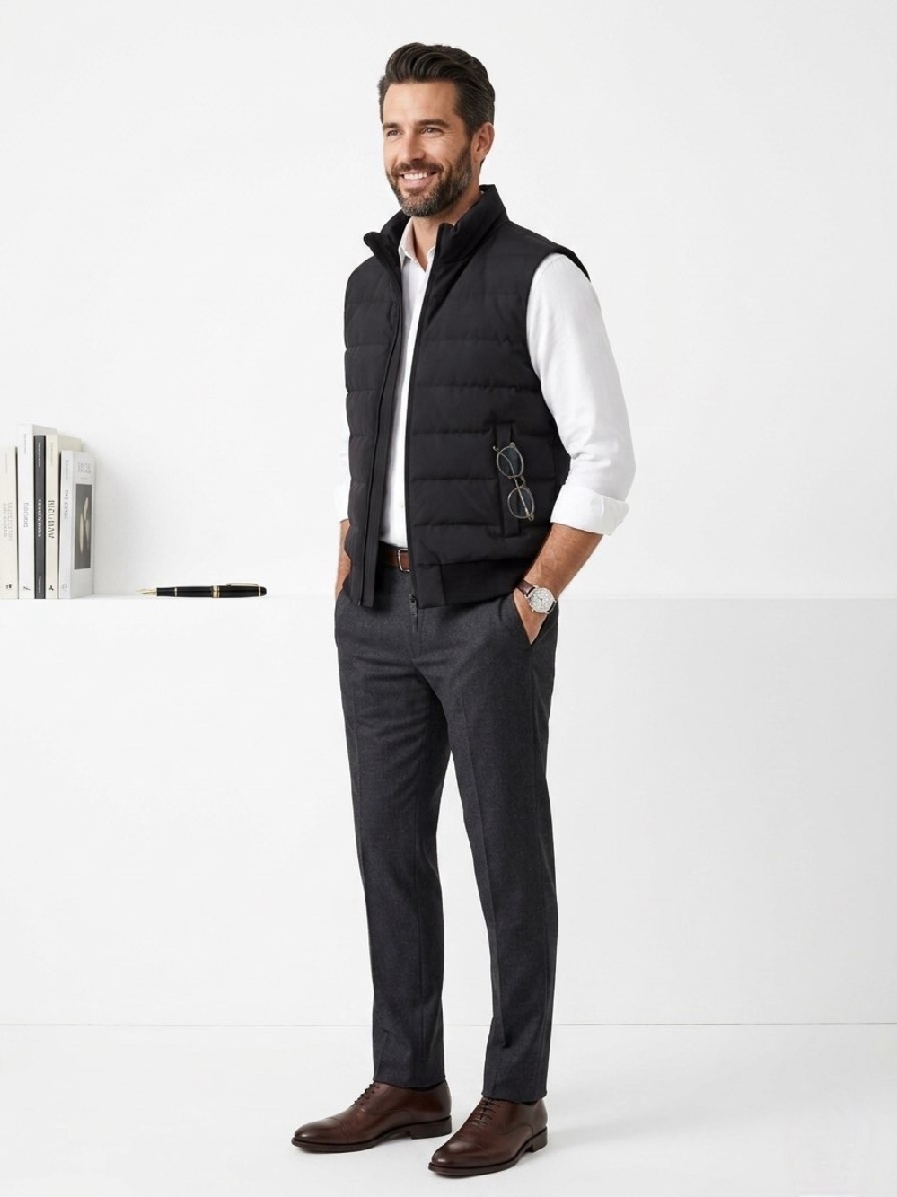 Rudsak Black Down Puffer Vest Ribbed Hem Quilted Sleeveless Jacket Size Large